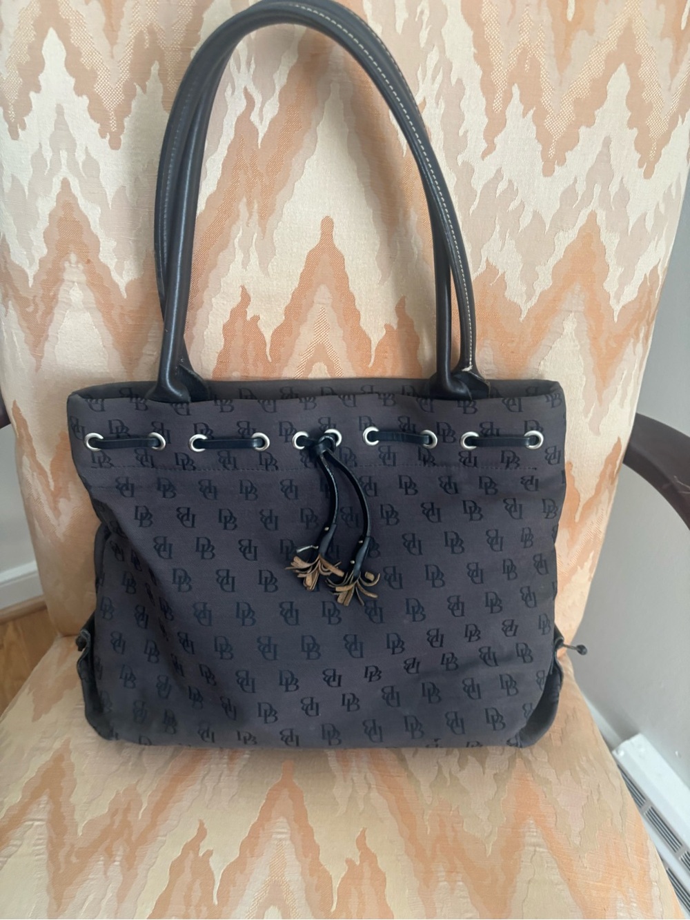 90’s Dooney & Bourke Brown and Black Monogram Tote